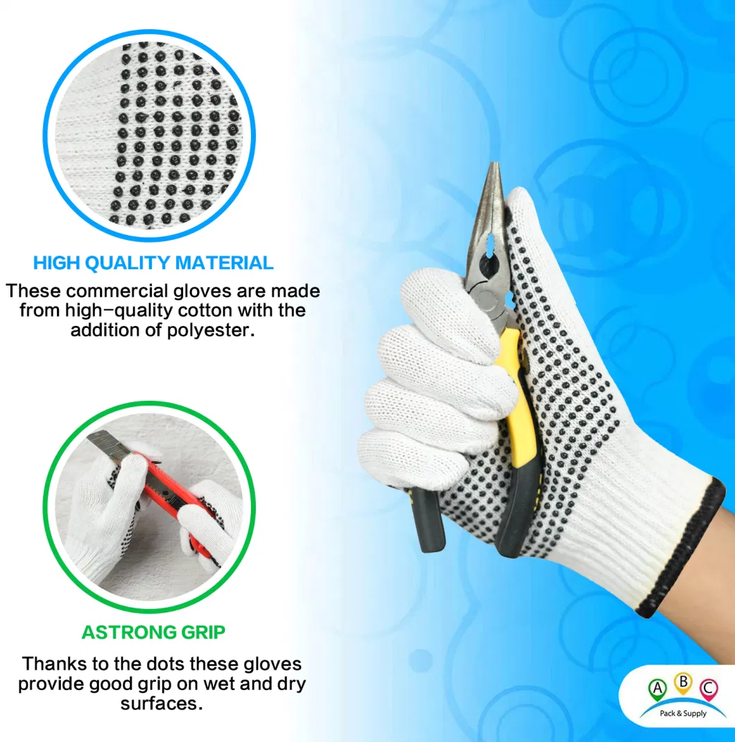 China Wholesale Safety/Work/Labor Glove Industrial/Construction/Working Guante PVC Dotted/Dots Cotton Knitted Gloves