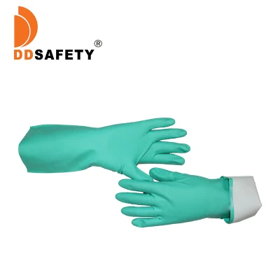 Сверхмощные многоразовые зеленые 100% нитриловые резиновые химически стойкие рабочие перчатки для промышленной безопасности Luvas Guantes En420 En374